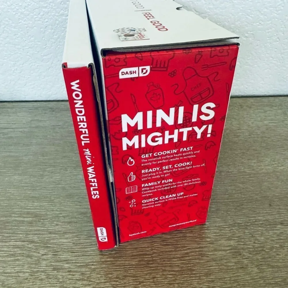 Dash Mini Waffle Iron & Cookbook Recipes Holiday Gift Set